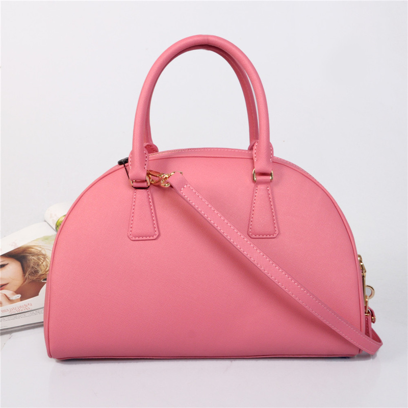 PRADA Saffiano Leather Two Handle Bag BL0854 in Cherry pink