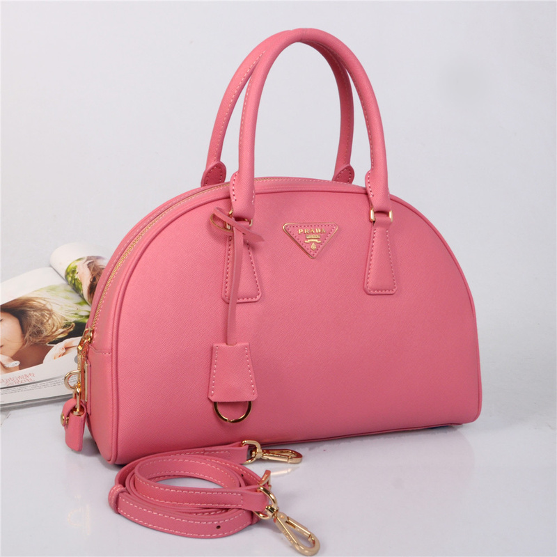 PRADA Saffiano Leather Two Handle Bag BL0854 in Cherry pink