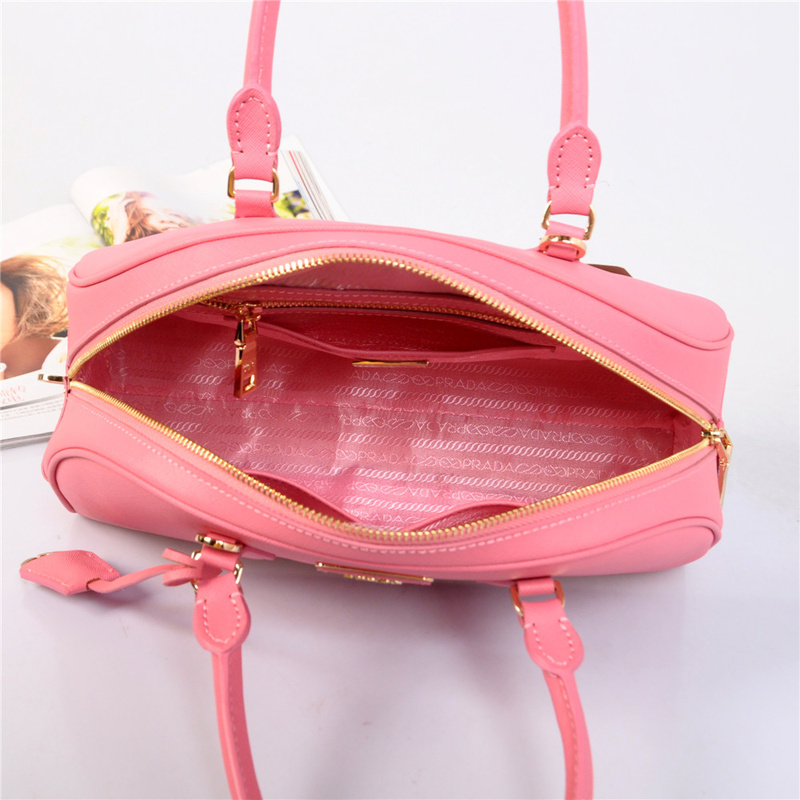 PRADA Saffiano Leather Two Handle Bag BL0854 in Cherry pink