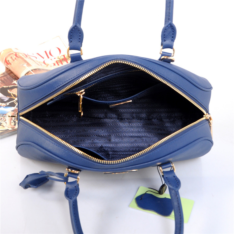 PRADA Saffiano Leather Two Handle Bag BL0854 in Royal blue