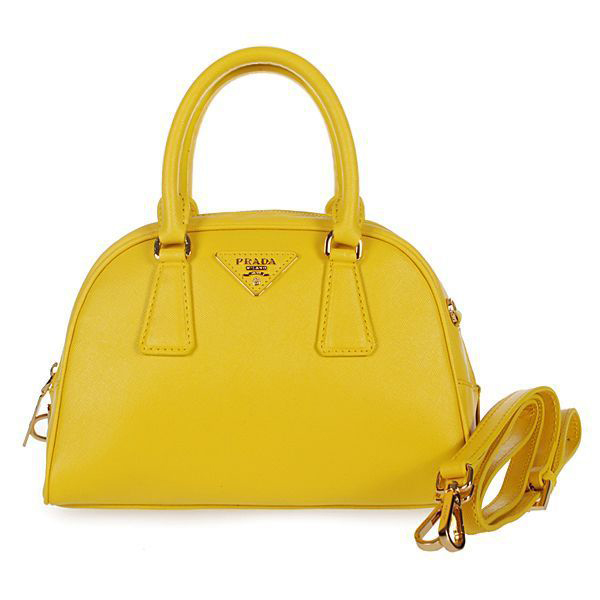 PRADA Saffiano Leather Two Handle Bag BL0854 in Yellow