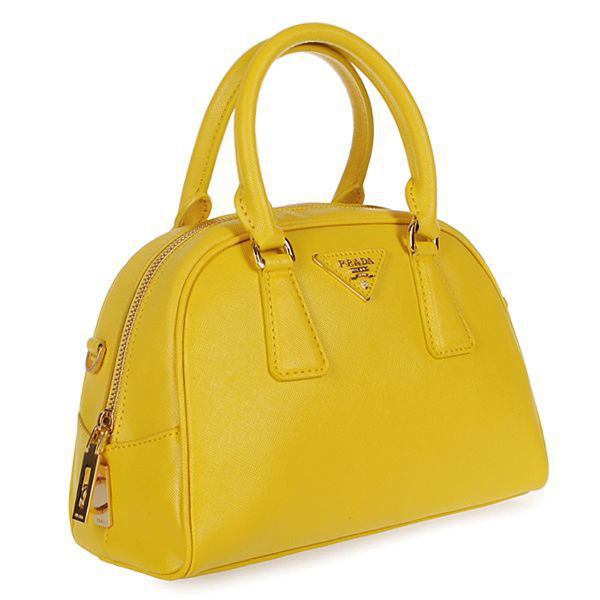 PRADA Saffiano Leather Two Handle Bag BL0854 in Yellow