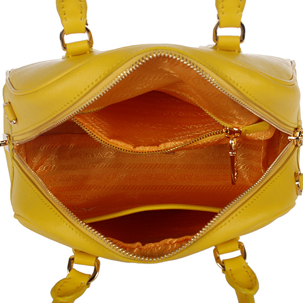 PRADA Saffiano Leather Two Handle Bag BL0854 in Yellow