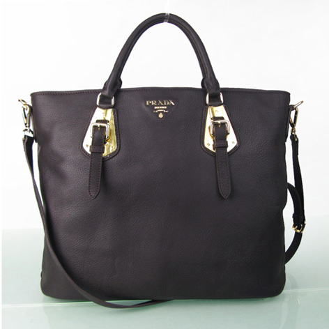 Prada BN1902 Original Calf Leather Tote Bag in Coffee