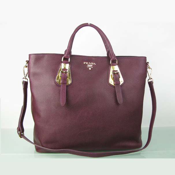 Prada BN1902 Original Calf Leather Tote Bag in Fuchsia