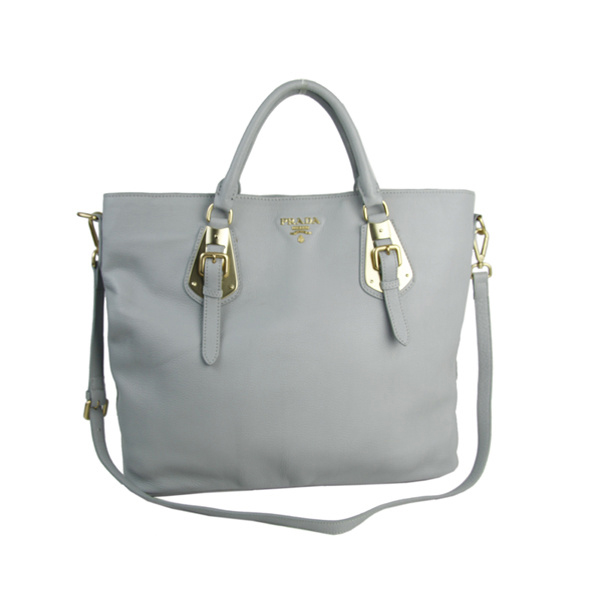 Prada BN1902 Original Calf Leather Tote Bag in Grey