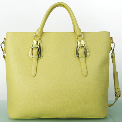 Prada BN1902 Original Calf Leather Tote Bag in Lemon