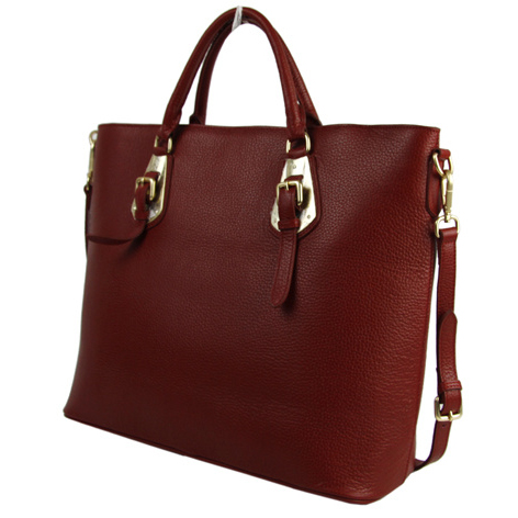 Prada BN1902 Original Calf Leather Tote Bag in Red