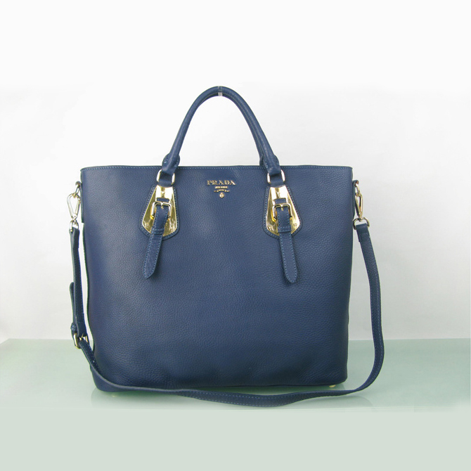 Prada BN1902 Original Calf Leather Tote Bag in Royalblue