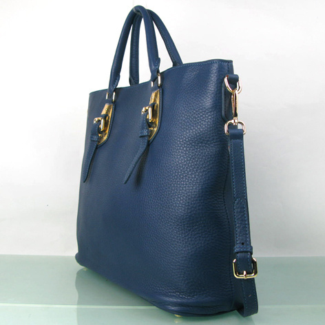 Prada BN1902 Original Calf Leather Tote Bag in Royalblue