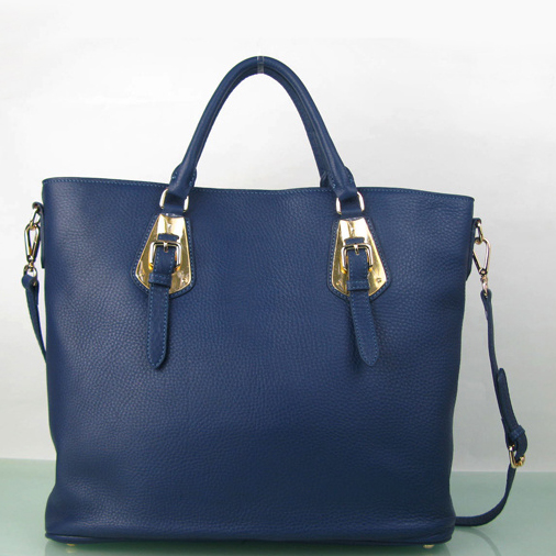 Prada BN1902 Original Calf Leather Tote Bag in Royalblue