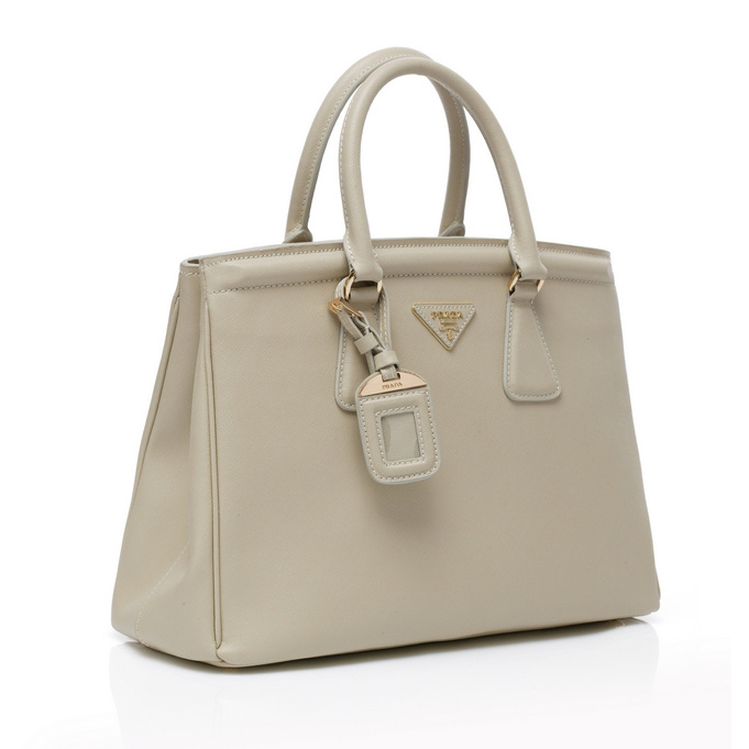 Prada Bluette Saffiano Leather Lux Handbag BN2402 in Offwhite