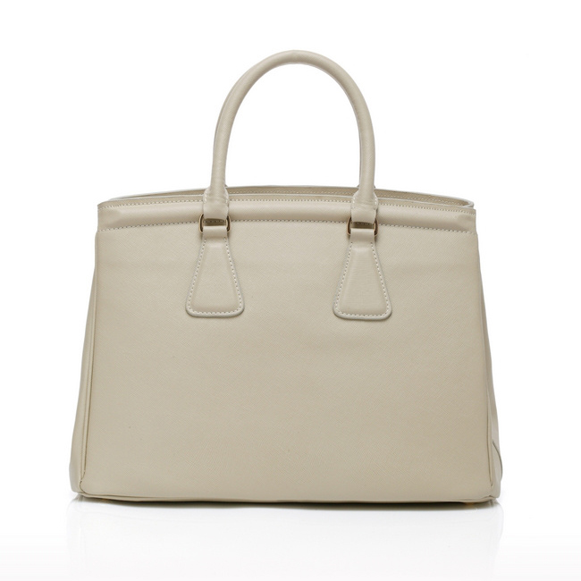 Prada Bluette Saffiano Leather Lux Handbag BN2402 in Offwhite