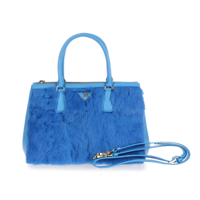 Prada Cony Hair Tote Bag 1801 in Blue