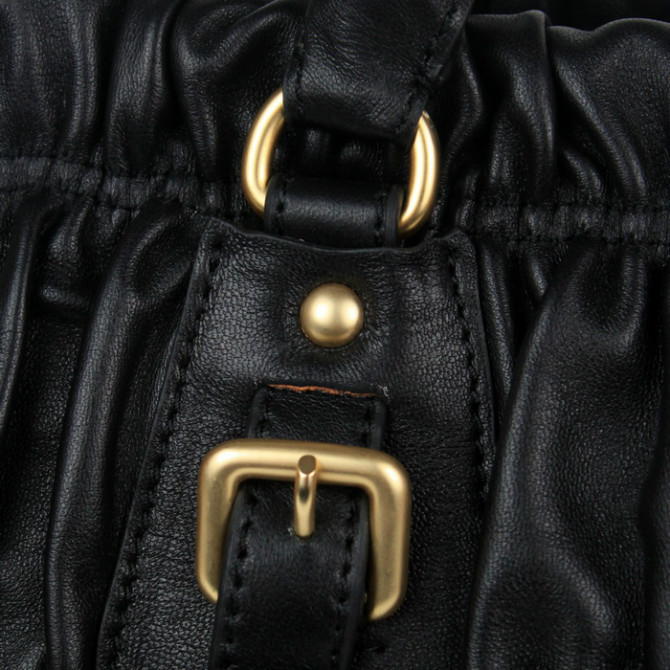 Prada Gaufre Fabric Top Handle Bag in Black