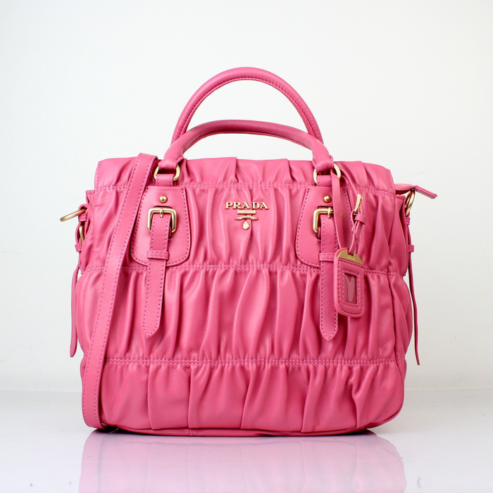 Prada Gaufre Fabric Top Handle Bag in Cherry pink