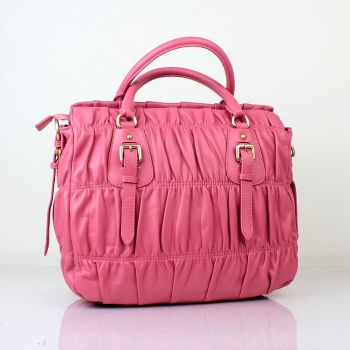 Prada Gaufre Fabric Top Handle Bag in Cherry pink