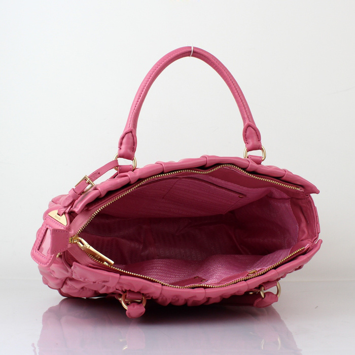 Prada Gaufre Fabric Top Handle Bag in Cherry pink