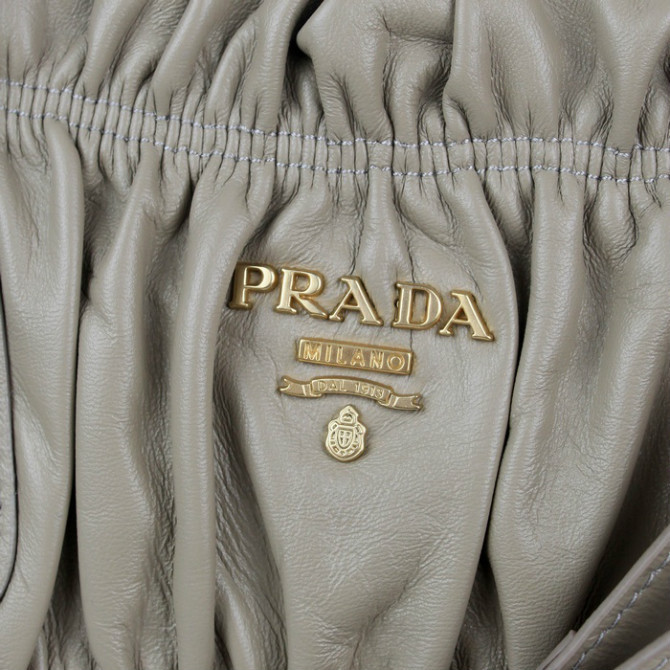 Prada Gaufre Fabric Top Handle Bag in Gray