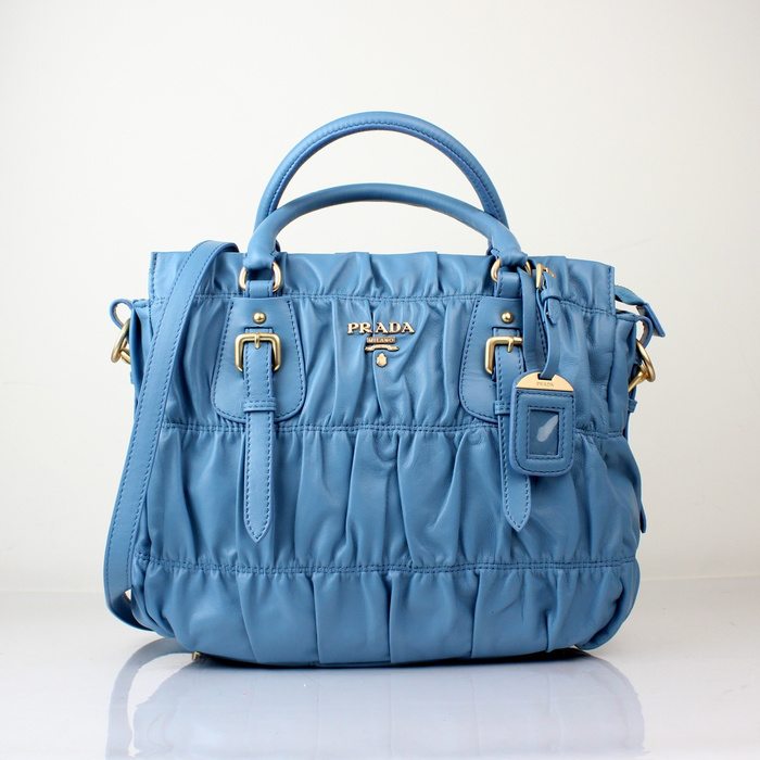 Prada Gaufre Fabric Top Handle Bag in SkyBlue