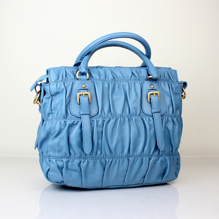 Prada Gaufre Fabric Top Handle Bag in SkyBlue