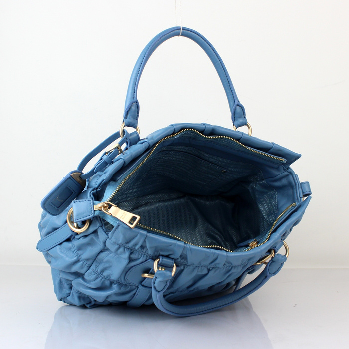 Prada Gaufre Fabric Top Handle Bag in SkyBlue