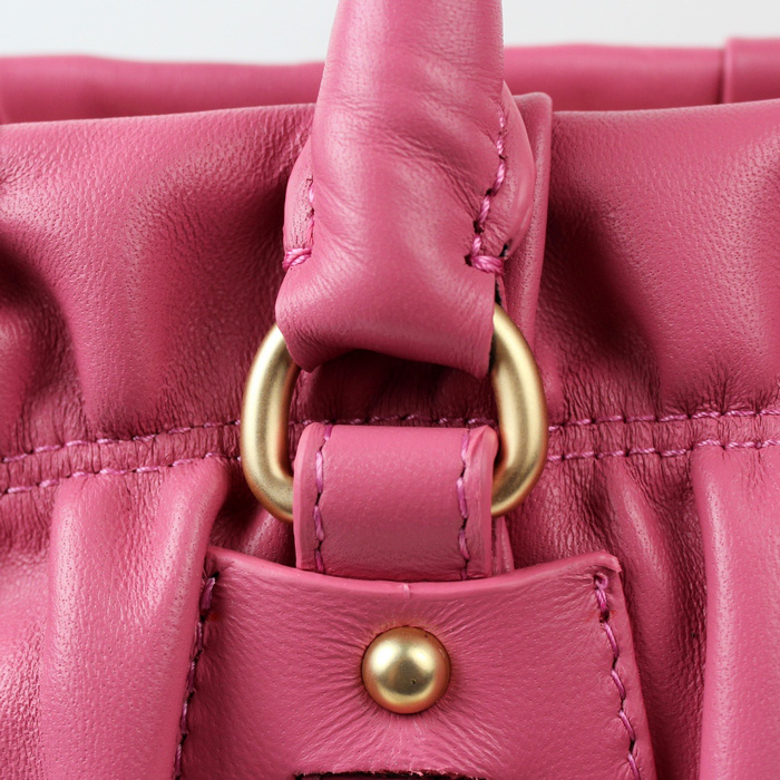 Prada Gaufre Lambskin Leather Tote Bag 8350 in Cherry pink