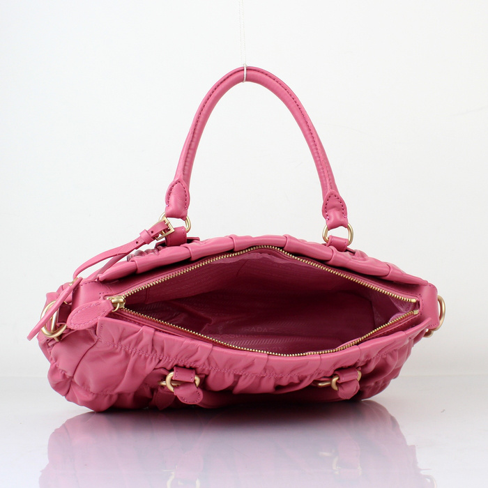 Prada Gaufre Lambskin Leather Tote Bag 8350 in Cherry pink