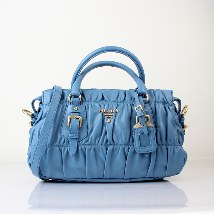 Prada Gaufre Lambskin Leather Tote Bag 8350 in SkyBlue