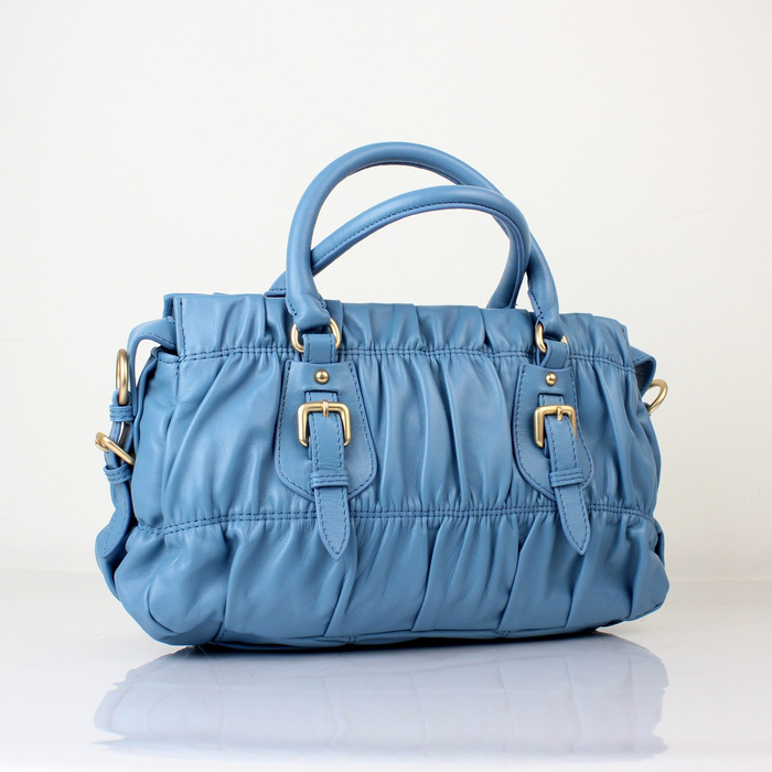 Prada Gaufre Lambskin Leather Tote Bag 8350 in SkyBlue