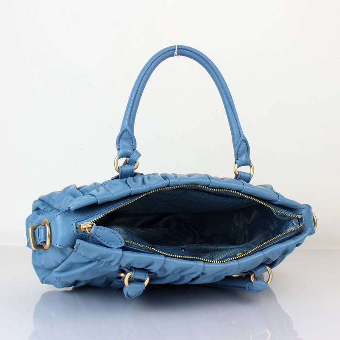 Prada Gaufre Lambskin Leather Tote Bag 8350 in SkyBlue