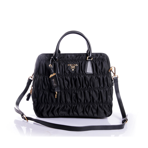 Prada Gaufre Leather Top Handle Bag BN1336 in Black