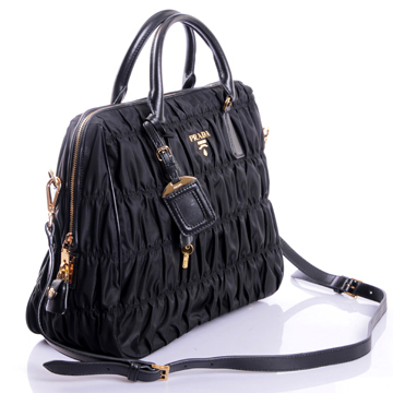 Prada Gaufre Leather Top Handle Bag BN1336 in Black