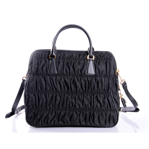 Prada Gaufre Leather Top Handle Bag BN1336 in Black