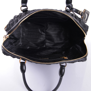 Prada Gaufre Leather Top Handle Bag BN1336 in Black