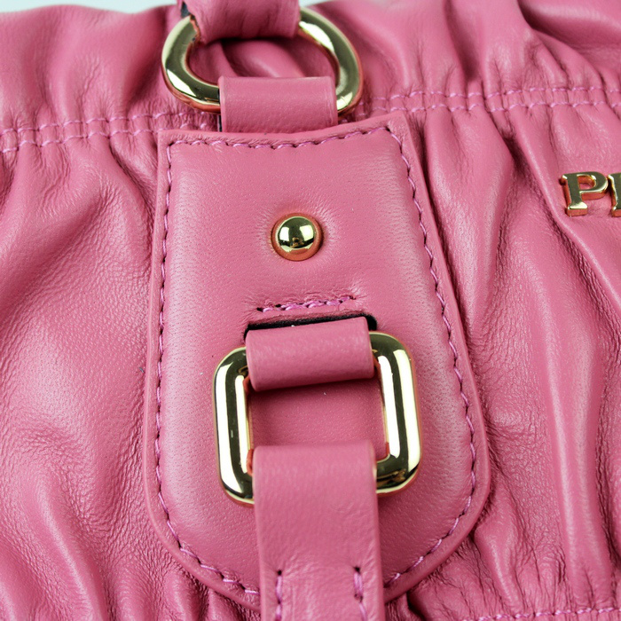 Prada Gaufre Leather Top Handle Bag BN1336 in Cherry pink