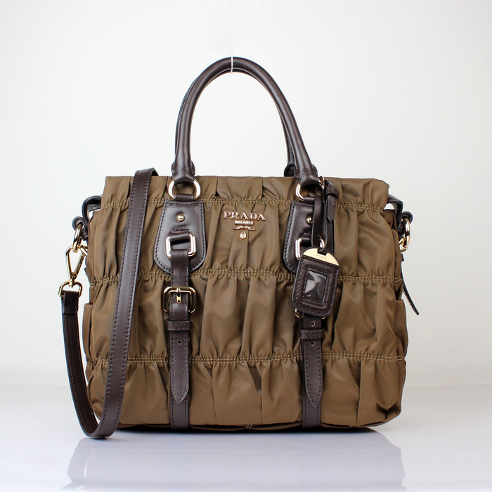 Prada Gaufre Leather Top Handle Bag BN1336 in Coffee