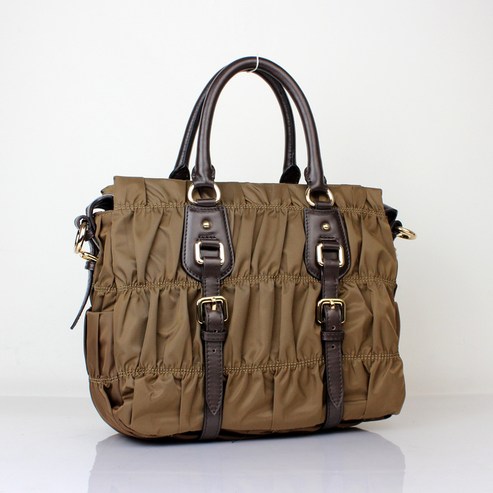 Prada Gaufre Leather Top Handle Bag BN1336 in Coffee