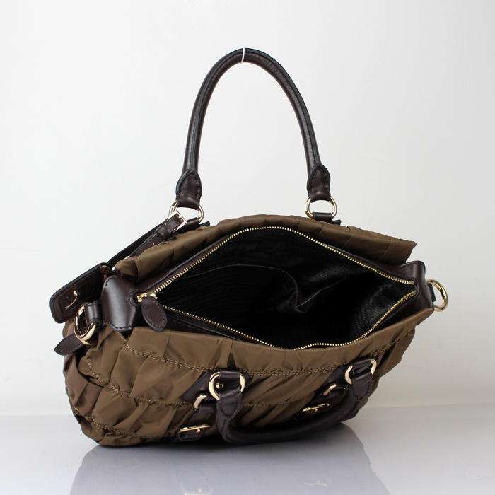 Prada Gaufre Leather Top Handle Bag BN1336 in Coffee