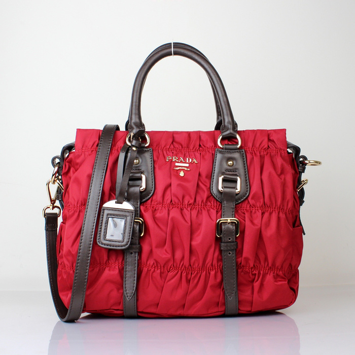 Prada Gaufre Leather Top Handle Bag BN1336 in Red