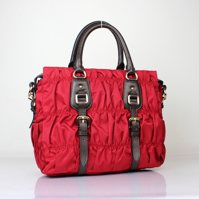 Prada Gaufre Leather Top Handle Bag BN1336 in Red