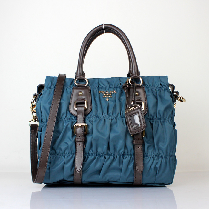 Prada Gaufre Leather Top Handle Bag BN1336 in Royal blue