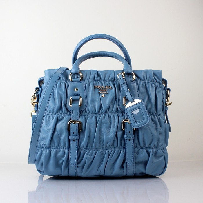 Prada Gaufre Leather Top Handle Bag BN1336 in skyblue