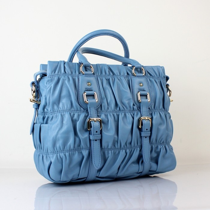 Prada Gaufre Leather Top Handle Bag BN1336 in skyblue