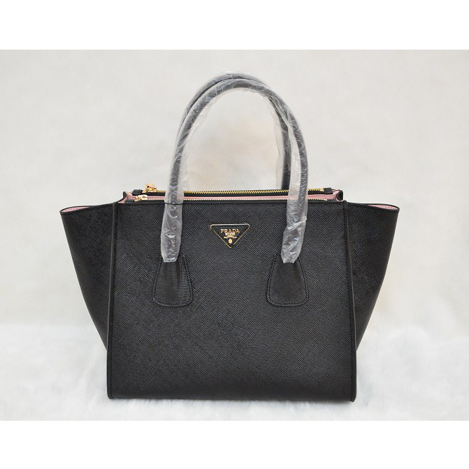 Prada Glace Calf Leather Tote Bag BN2619 in Black