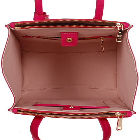 Prada Glace Calf Leather Tote Bag BN2619 in Rose red