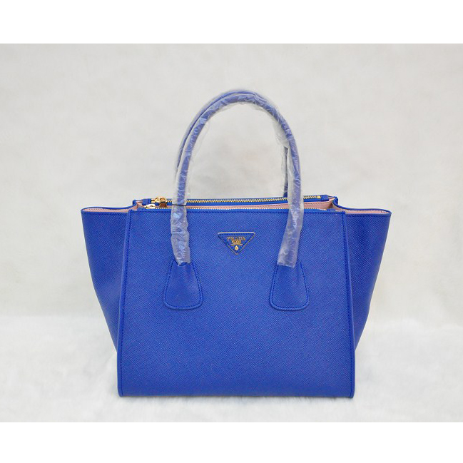 Prada Glace Calf Leather Tote Bag BN2619 in Royal blue