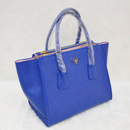 Prada Glace Calf Leather Tote Bag BN2619 in Royal blue