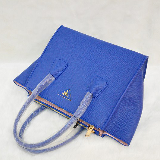 Prada Glace Calf Leather Tote Bag BN2619 in Royal blue