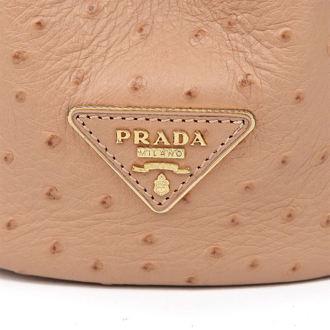 Prada Ostrich Leather Tote Bag 1801 in Bare Pink